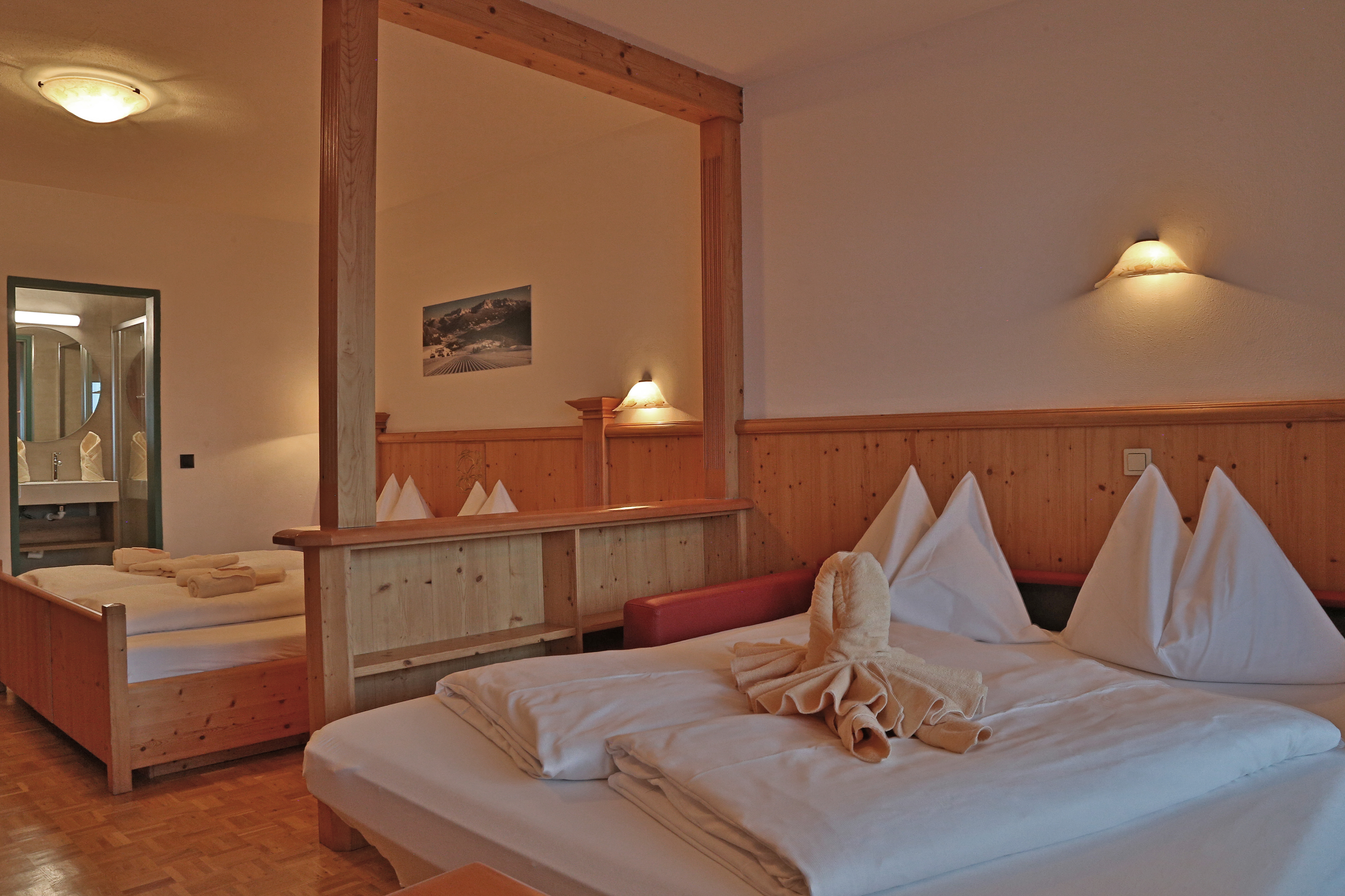Schlafzimmer im Aparthotel Paradies
