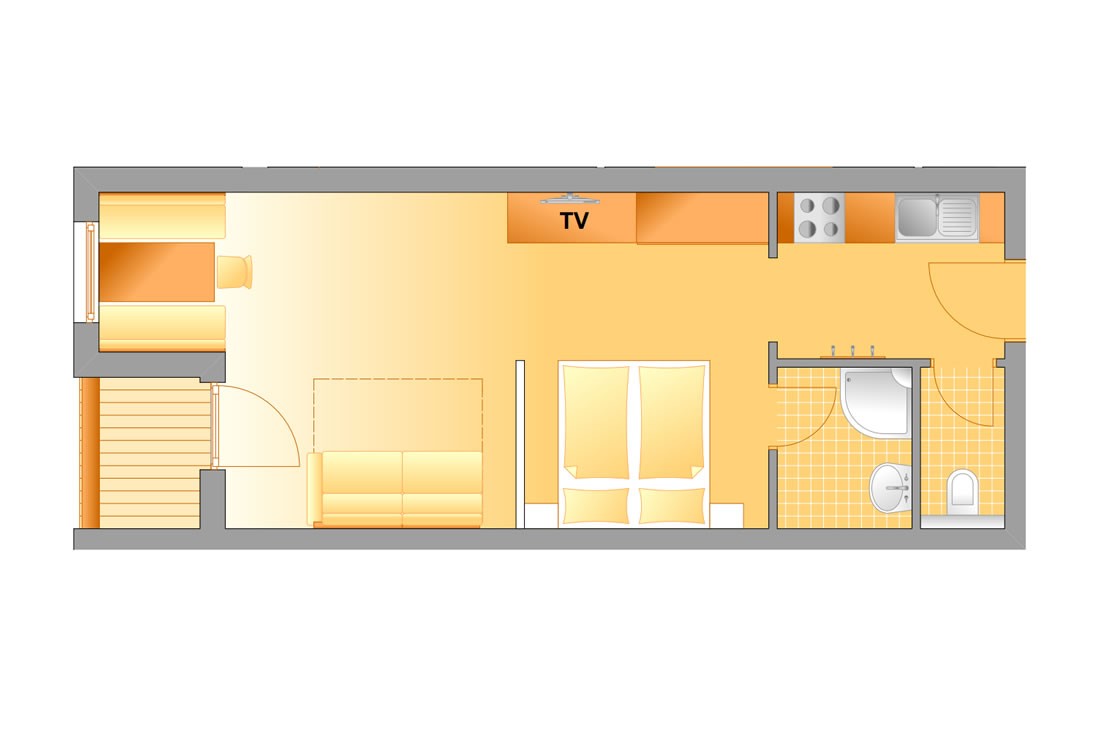 Skizze vom Appartement A im Aparthotel Paradies