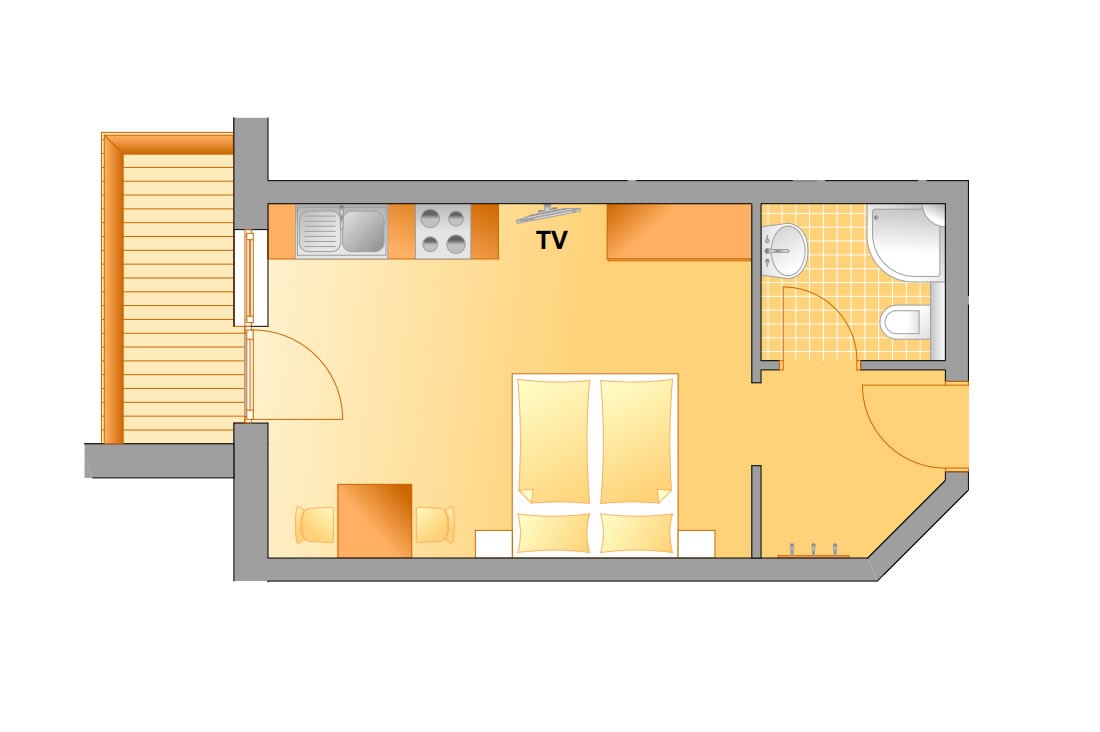 Skizze Appartement D in der Villa Schrempf in Flachau